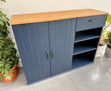 IKEA SKRUVBY Sideboard  (Black-Blue / Oak effect)