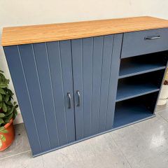 IKEA SKRUVBY Sideboard  (Black-Blue / Oak effect)