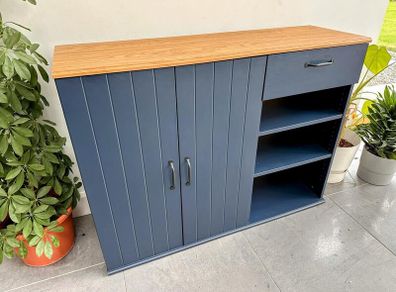 IKEA SKRUVBY Sideboard  (Black-Blue / Oak effect)