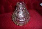 Antique 1920s Handmade Retro Blown Glass  Vase with Light Pink Webbing on Clear Glass