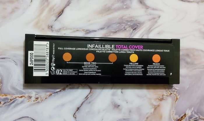 L'Oreal Infallible Total Cover Concealer Palette - 02 TAN TO DEEP - New