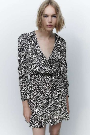 ZARA cream printed dress Sz S (Fit 8UK) - Bnwt Rrp 59.99