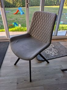 4 Grey Fabric Kitchen Dining Chairs