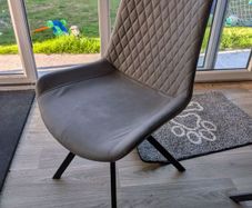 4 Grey Fabric Kitchen Dining Chairs