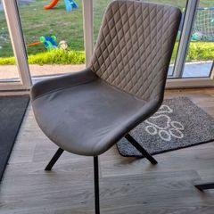 4 Grey Fabric Kitchen Dining Chairs