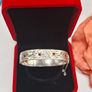 Vintage sterling silver garnet daisy Bangle Image 7