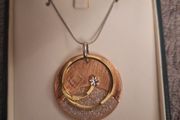 Costume Jewellery/Artisan Super Long Sterling Silver Copper CZ Necklace