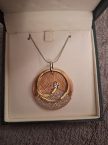 Costume Jewellery/Artisan Super Long Sterling Silver Copper CZ Necklace