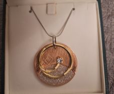 Costume Jewellery/Artisan Super Long Sterling Silver Copper CZ Necklace