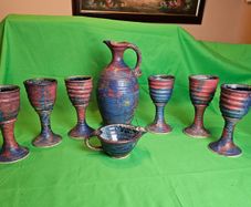 Michael Kennedy Sligo Studio Pottery Set  Large Jug + 6 Goblets + Creamer | Irish Studio Ceramics