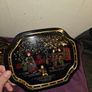 3 Vintage Asian Scene Metal Trays Image 3