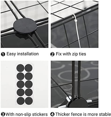 3 Tier Pet Playpen DIY Small Animal Cage Guinea Pig Rabbits Hamster Bunny Puppy Cat Metal Exercise Fence Enclosure Run Cage Metal with 3 Doors 2 Ladders 24 Panels Black 109 x 75 x 39 cm