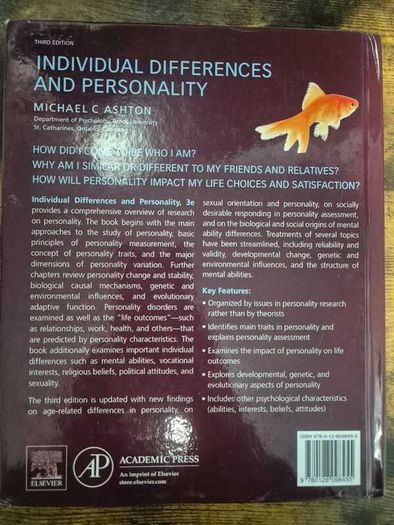 Individual Differences and Personality by Michael C. Ashton - 3rd Ed