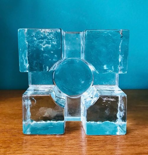 Vintage 1960s  Ice block candle holder