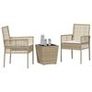 Garden Bistro Set 3 pcs Beige Poly rattan Image 3