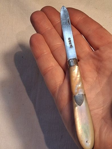 6 Inch Sterling Silver Mother of Pearl Victorian Fruit Knife