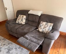Grey Fabric 3-Seater Manual Recliner Sofa