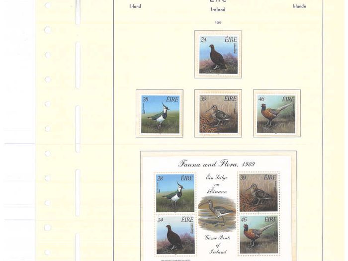 Collection. ireland 1985-1991 commemorative and definitive stamps on Lighthouse (Leuchtturm) pages 57-80 Mint Never Hinged (MNH). I note all commemorative stamps and definitive stamps including Irish Heritage & Treasures set.