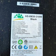 4 x AS-6M30-310W Solar Panels TSOL-M1600 Micro Inverter  Mounting Rails  Complete 1.24kW Solar Kit