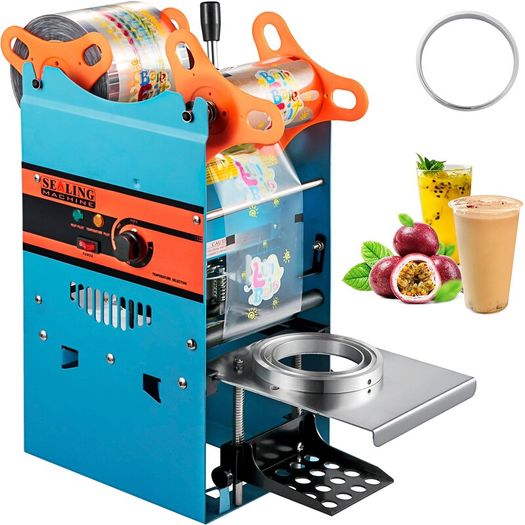 Commercial Manual Cup Sealing Machine, Carbon Steel and ABS Plastic Sealer Blue Milk Tea, 300-500 Cups/Hour Sealer Bubble Tea Milk Packaging, 27 x 27 x 65cm Cup Sealing Machine