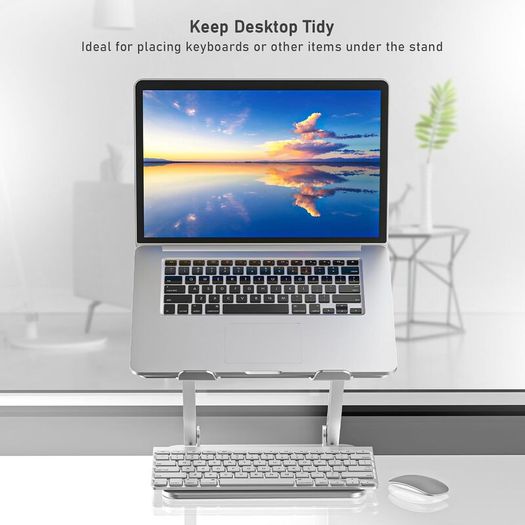 Laptop Stand, Multi-Angle Laptop Riser with Heat-Vent, Adjustable Notebook Stand Compatible for Laptop (11-15 inches) including MacBook Pro/Air, Lenovo, Samsung-Silve