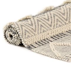 Rug Handwoven Wool White/Grey/Black/Brown