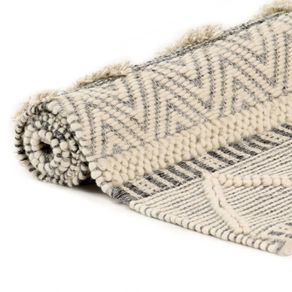 Rug Handwoven Wool White/Grey/Black/Brown