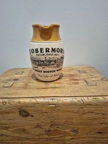 Tobermory Distillery branded stoneware water jug from the Isle of Mull.