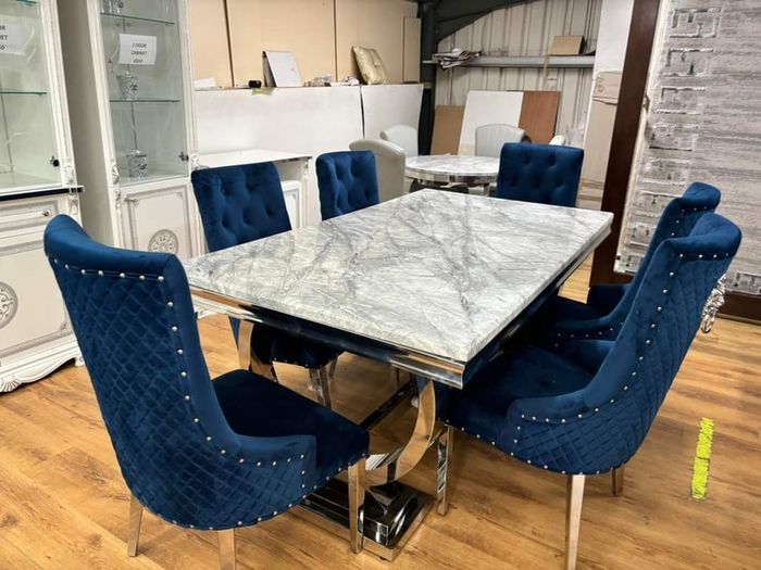 Marble Kitchen Dining Table With 6 Chairs