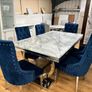 Marble Kitchen Dining Table With 6 Chairs Image 8