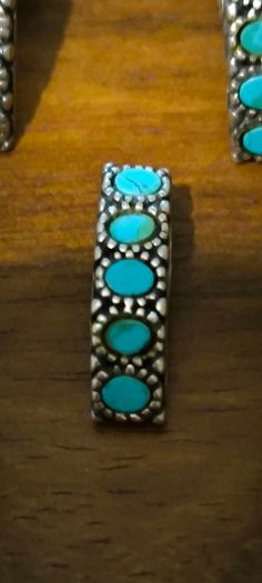 Silver  set with turquoise, Hallmarked