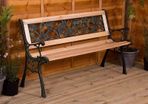 NEW SALE |  Garden Bench, Rose Style Design 3 Seater Outdoor Furniture Seating Wooden Slats Cast Iron Legs Park Patio Seat