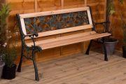 NEW SALE |  Garden Bench, Rose Style Design 3 Seater Outdoor Furniture Seating Wooden Slats Cast Iron Legs Park Patio Seat