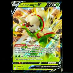 Chesnaught V 015/195 Double Ultra Rare Holo Sword and Shield Silver Tempest Pokemon Card