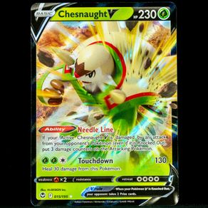 Chesnaught V 015/195 Double Ultra Rare Holo Sword and Shield Silver Tempest Pokemon Card