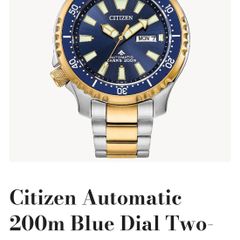 Citizen Automatic 200m Blue Dial Two-Tone Dive Mens Watch