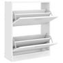 White Wooden Shoe Cabinet with 2 Compartments Image 2