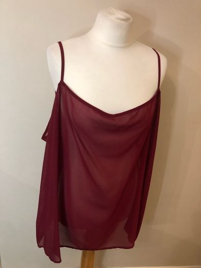 Wallis wine chiffon blouse & cami top (size 28)