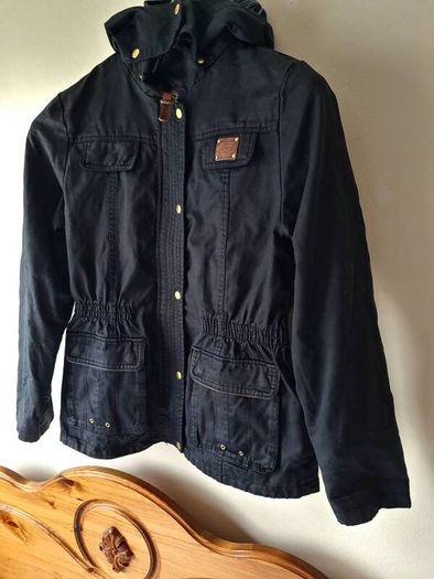 Diesel waxed style parka coat size small pit to pit 18" Navy Cotton/polyester In excellent condition