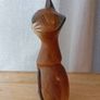 Hand Carved Wooden Cat Sculpture Image 2