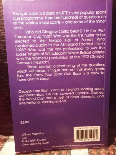 1991. Know Your Sport.Quiz Book  George Hamilton.