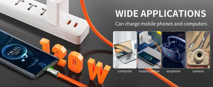 120W 6A 180 Degree Rotating Super Fast Charge Cable Mobile USB to Type C Charger For Samsung