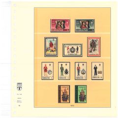 1972-3 Gibraltar Commemorative stamps Mint Never Hinged (MNH) on Lindner-T 18 ring album Pages. Pages 14&15