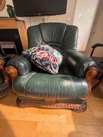 Green leather antique-style suite