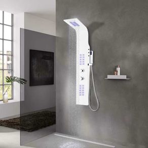 Shower Panel Unit Aluminium 20x44x130 cm White