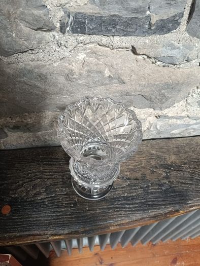 Vintage Heavy Cut Crystal Thistle Vase - Diamond Cut