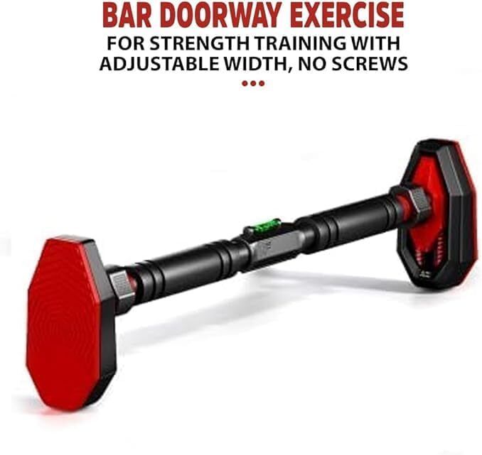 Heavy-Duty Adjustable Pull-Up Bar That Can Be Installed Without Drilling, Suitable for Door Frames with a Width of 65-100 Cm, Perfect for Home Gyms And Doorway Workouts. The Main Body Is Made of Black Carbon Steel And Features Resistance Training
