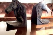 Set of 2 Textured Bronzed Metal Horse Head Bookends