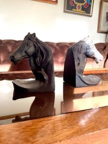 Set of 2 Textured Bronzed Metal Horse Head Bookends