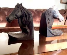 Set of 2 Textured Bronzed Metal Horse Head Bookends